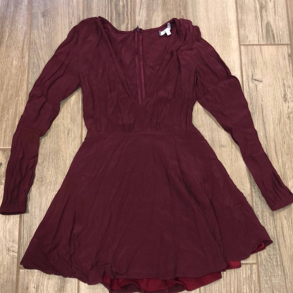 Float deep v mini dress